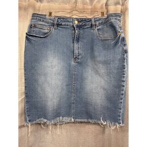 Judy Blue Womens 2XL Medium Wash Raw Hem Denim Mini Skirt JB2800 MD Blue